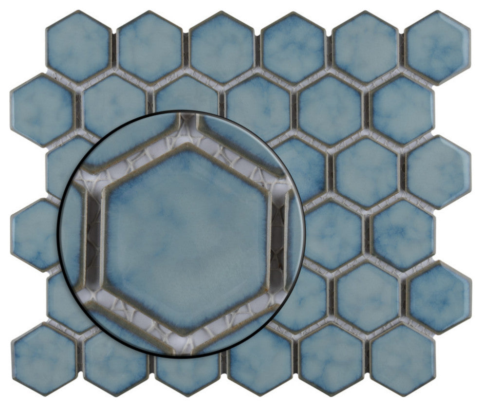 Hudson Due 2" Hex Marine Porcelain Floor and Wall Tile