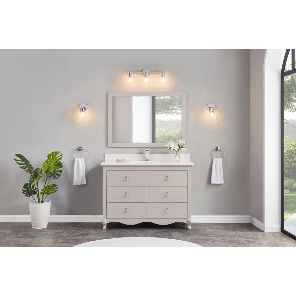Legion Furniture WS2512 Series Bathroom Sink Vanity, Dreamy White, 48", Artificial Stone Top, Single Sink