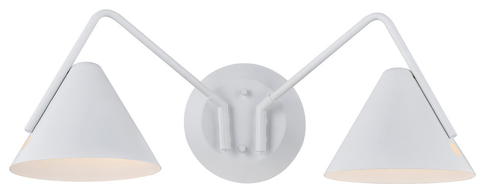 Zag 2-Light LED Wall Sconce Matte White Shade Finish