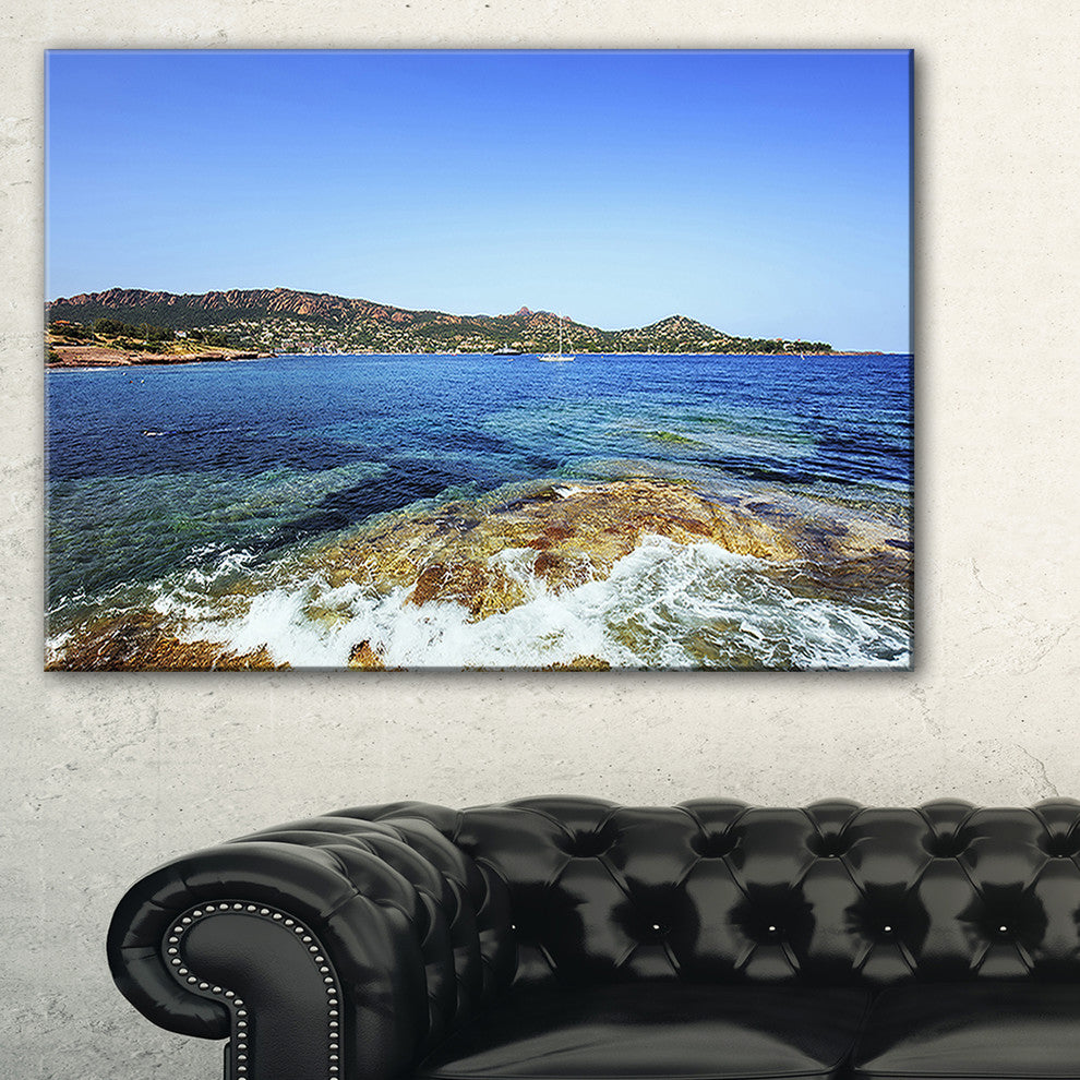 "Agay Bay in Esterel Rocks Beach" Oversized Beach Wall Art, 32"x16"