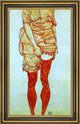 Egon Schiele Standing Woman in Red - 16" x 24" Framed Premium Canvas Print