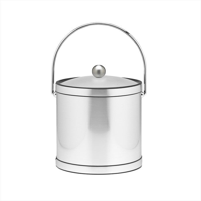 Kraftware Mylar Brushed Chrome Ice Bucket With Lucite Lid, 3 qt.