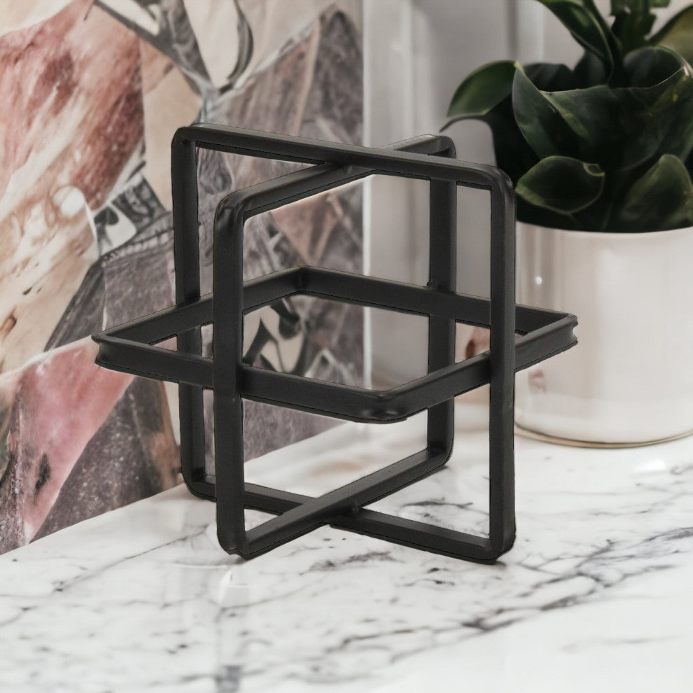 Alle Black Geometric Decor Cube - Large