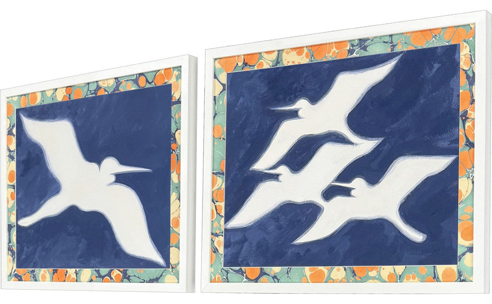 Egrets, Flight Framed Art, 2-Piece Set