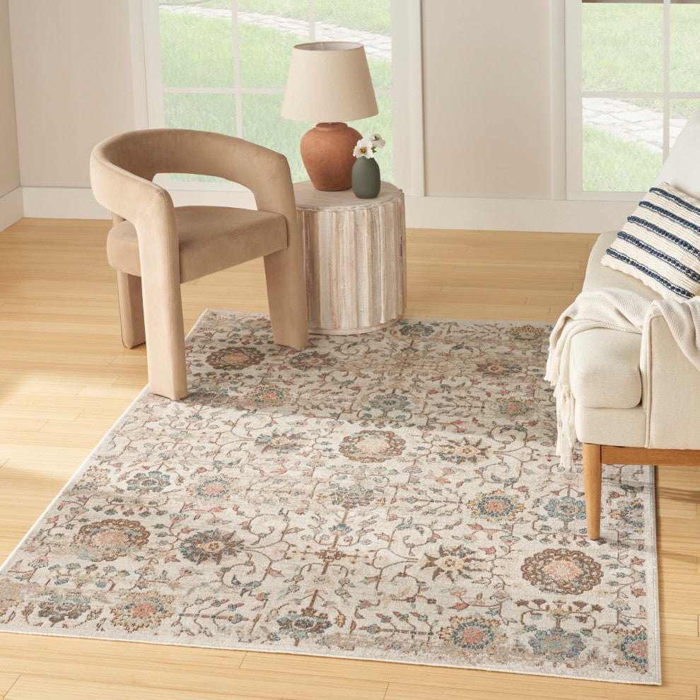 Nourison Washable Decor 6'7" x 9' Beige Vintage Indoor Rug