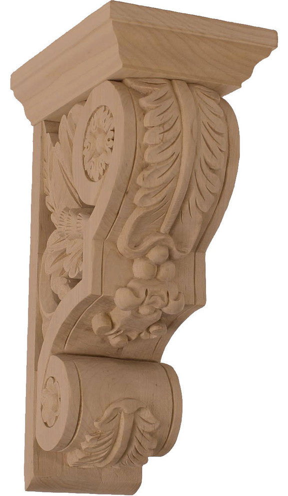 3 3/4"W x 5 1/2"D x 9 1/2"H Small Floral Corbel, Lindenwood