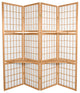 5 1/2' Tall Window Pane With Shelf Room Divider, Natural, 4 Panels