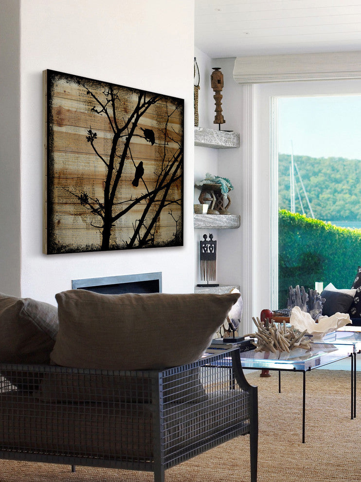 Marmont Hill, "Upstairs Neighbor" by Vicki Butler Print, Natural Pine Wood