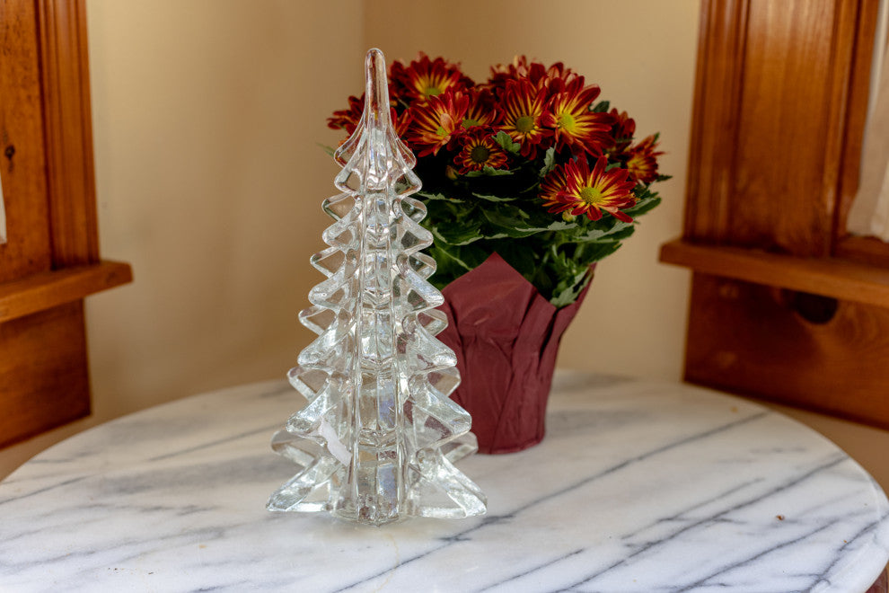 Mouth Blown Art Glass Christmas Tree, 11"