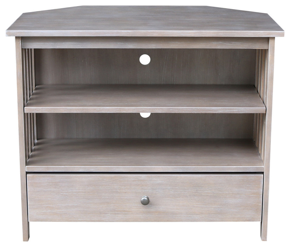 Mission Corner Entertainment / TV Stand, Washed Gray Taupe