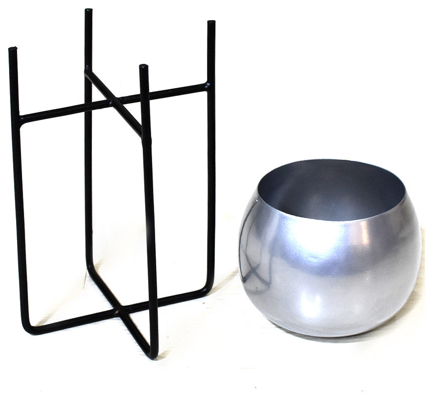 Handmade 100% Iron Round Modern Planters Pot, Silver