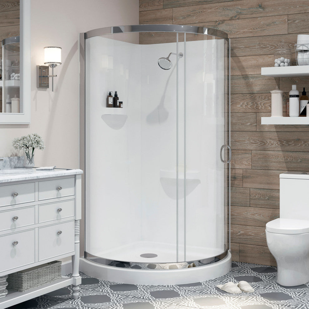 OVE Decors Breeze 38 in. Shower Kit w/ Walls,Base,Clear and Chrome Finish