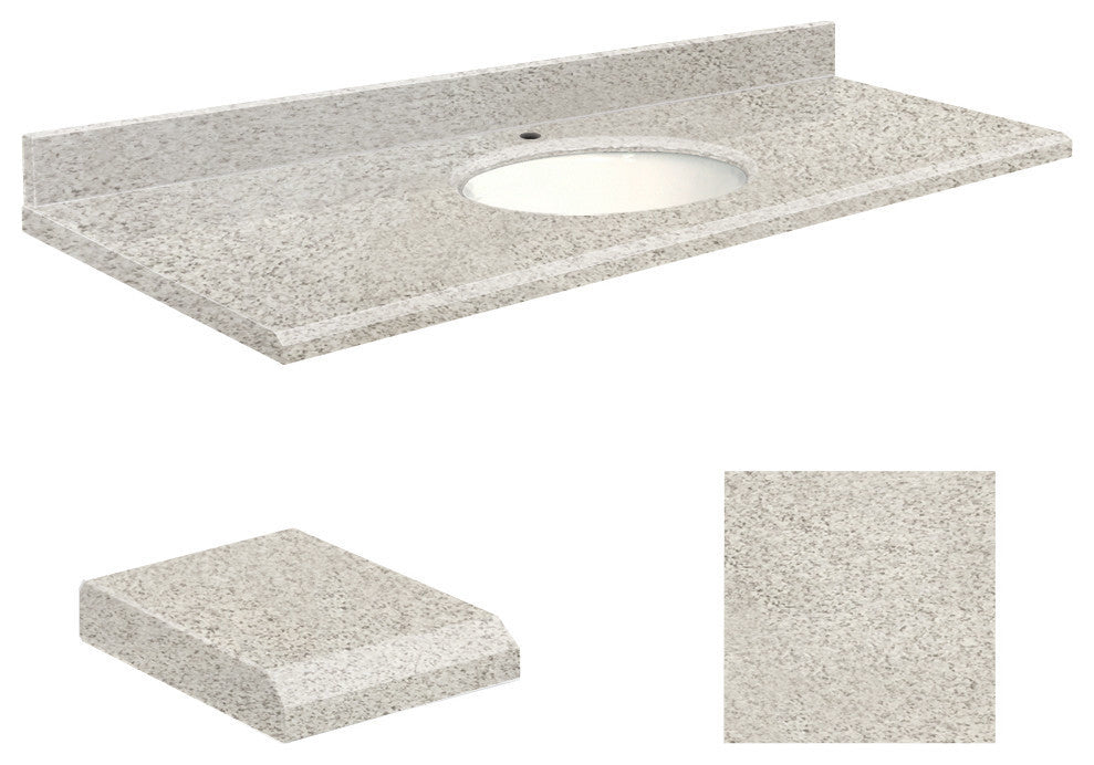 Quartz 61"x22" Vanity Top, 8" Contour, Portage Pass, White Bowl