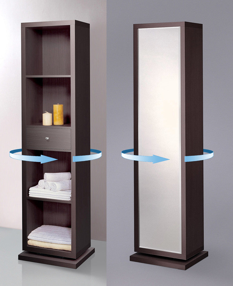 Bella Home Deluxe 71" Full-Length Mirror and Swivel Shelving Unit, Merlot