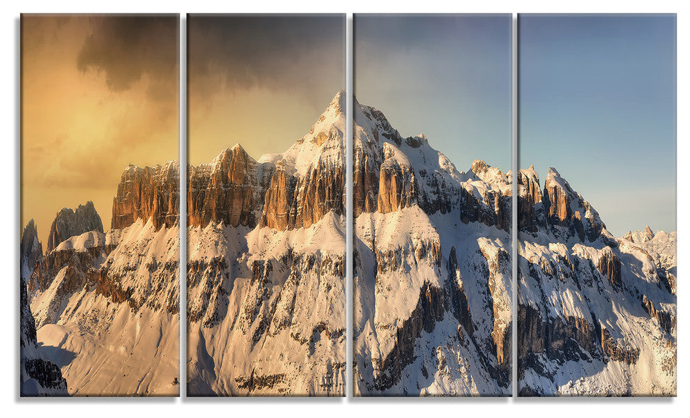 "Dramatic Overcast Sky Over Alps" Landscape Wall Art, 4 Panels, 48"x28"