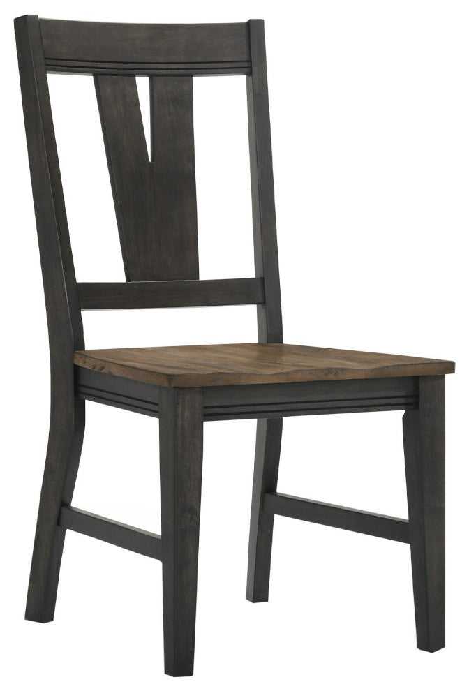 Harper Side Chair With Splat Back, Brushed Brown and Pecan, Set of 2