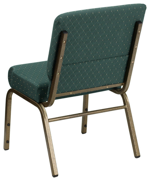 21''W Stacking Chair in Hunter Green Dot Patterned Fabric