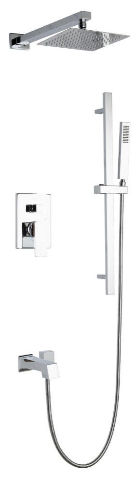 Cero Set 8" Chrome Square Rain Shower and Handheld