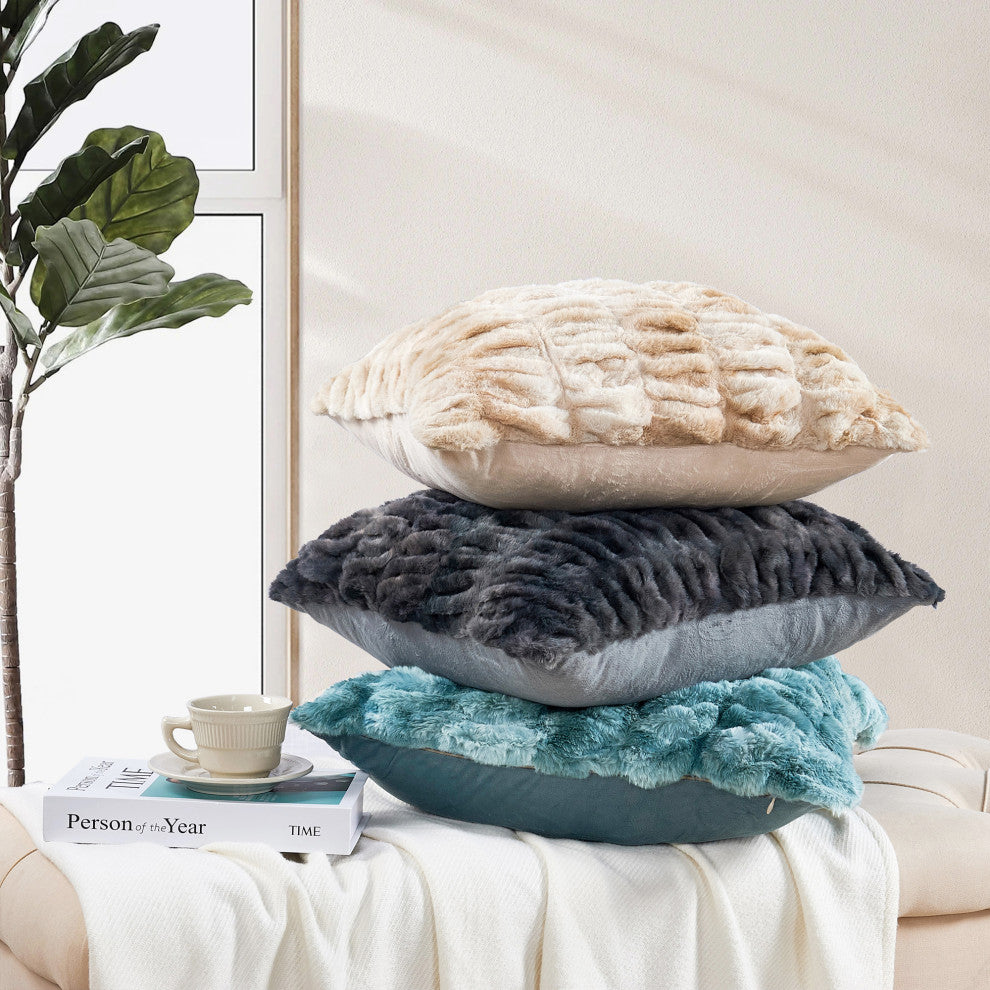 Shar Pei Faux Fur Pillow Shell Set, Trellis, 2 Piece Euro, 26"x26"