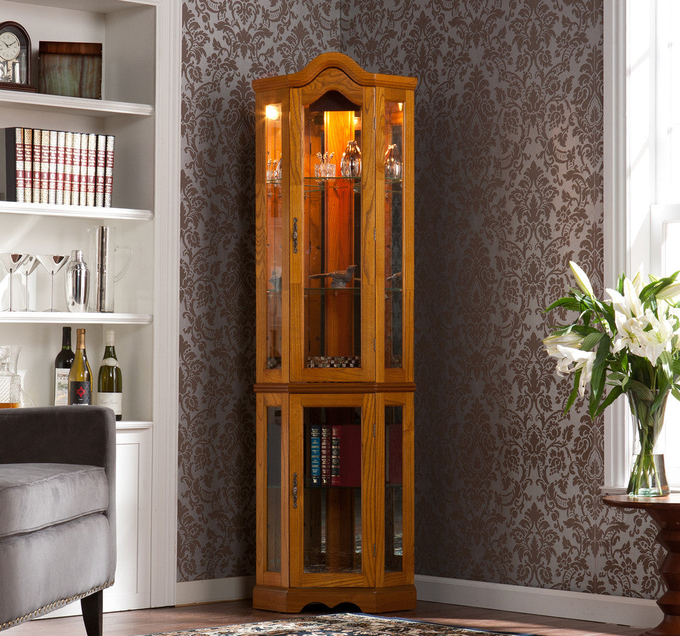 Diane Lighted Corner Curio Cabinet