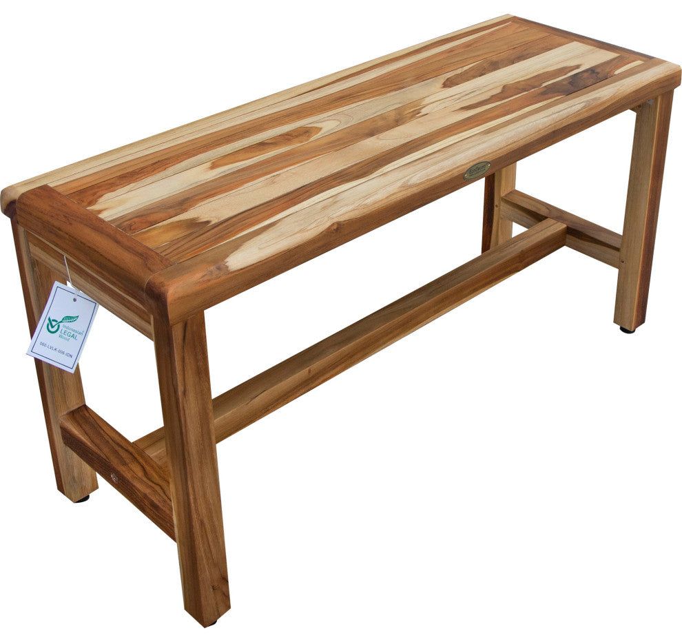 EcoDecors EarthyTeak Classic 35" Teak Shower Bench, 35"