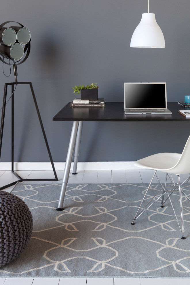 Lima Contemporary Area Rug, Gray and White, 5'x7'