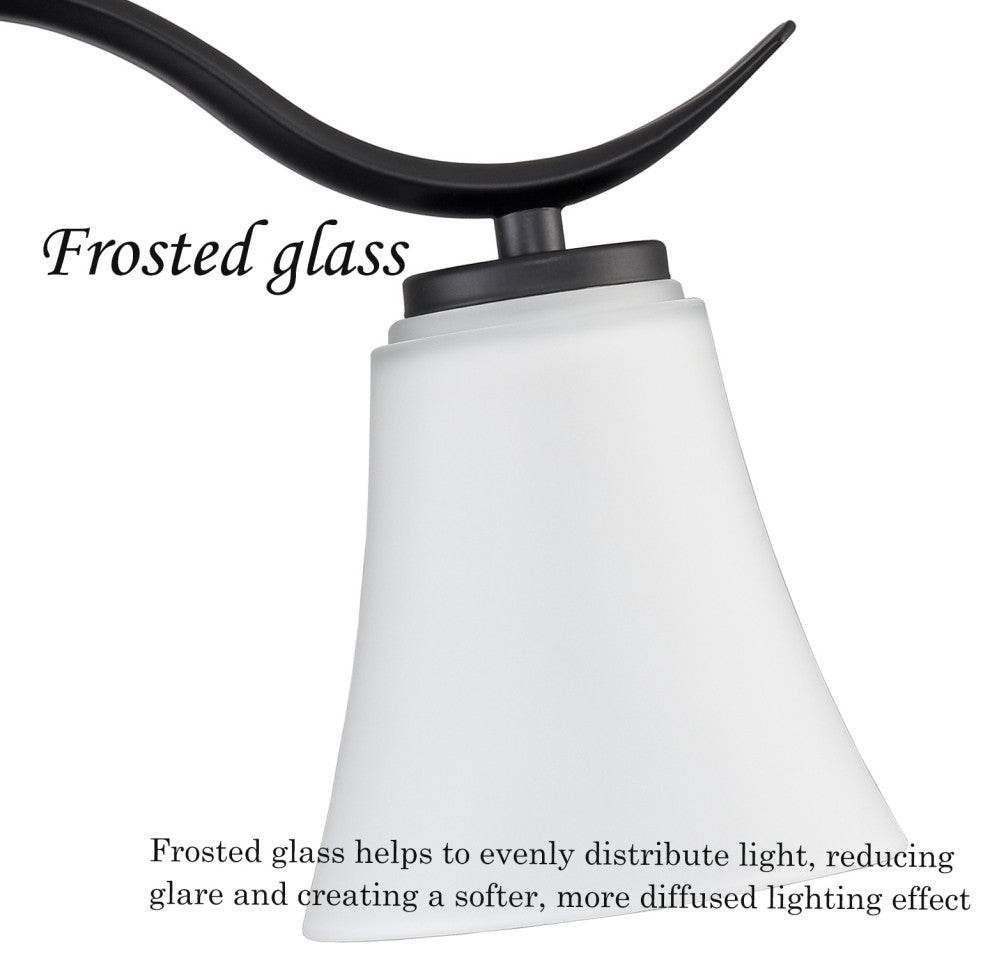 Black Bath Vanity Light With Milk Glass 3-Light