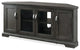 Riverstone Oak Corner TV Console with Glass Doors and Pewter Pulls