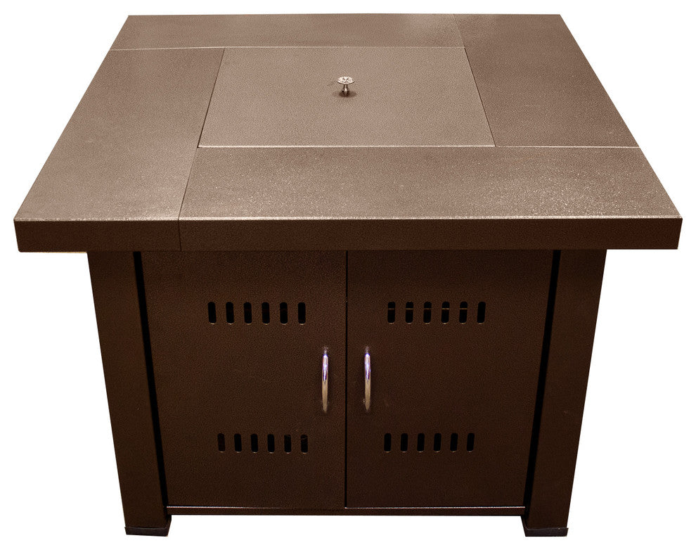 AZ Patio Heaters Hammered Bronze 38" Square LP Fire Pit Table