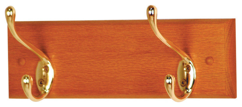 2 Hook Coat Rack, Medium Oak