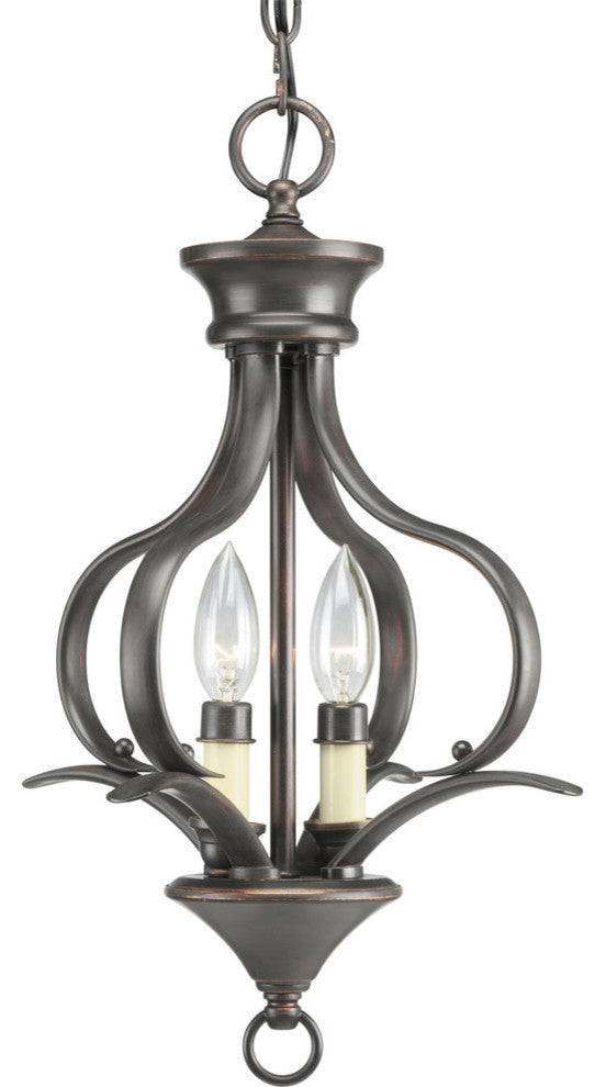 Trinity 2-Light Hall Fixture, Antique Bronze and Ivory finish candle sleeves