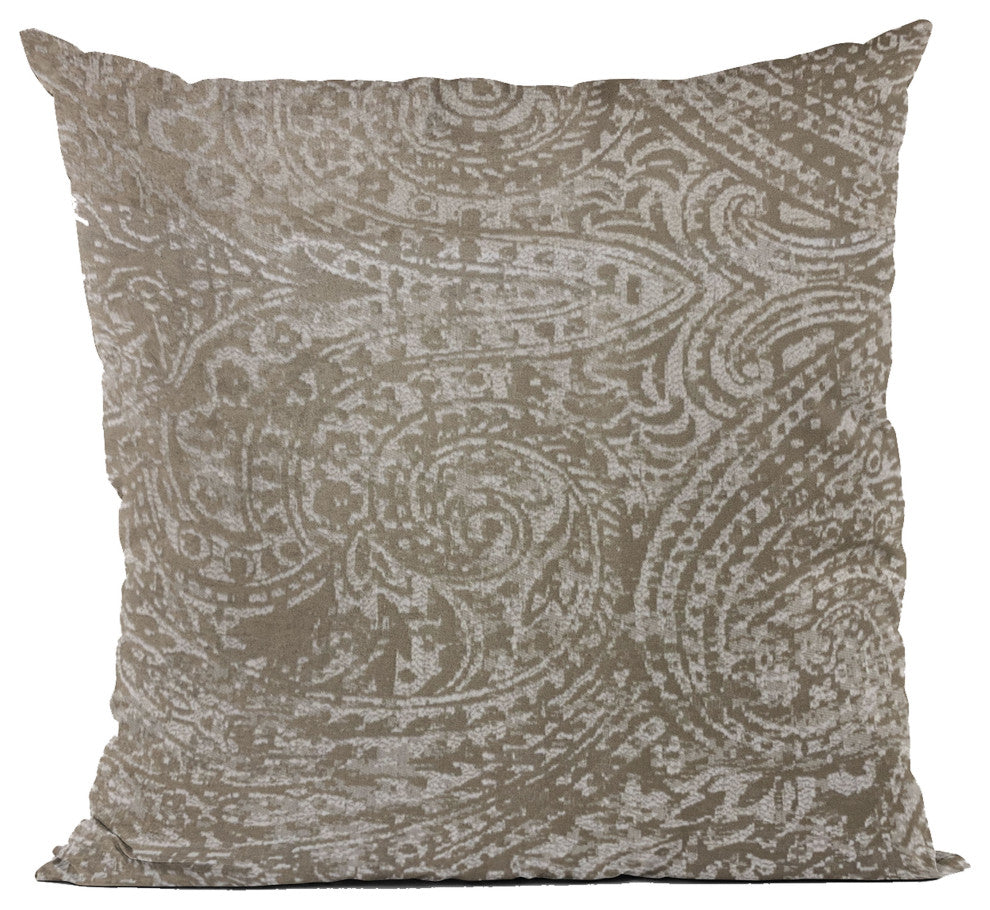 Plutus Brown Natural Leaf Jacquard Luxury Throw Pillow, 24"x24"