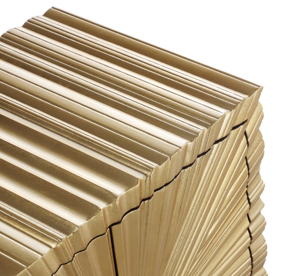 Golda Starburst Design Side Table in Gold Leaf Finish