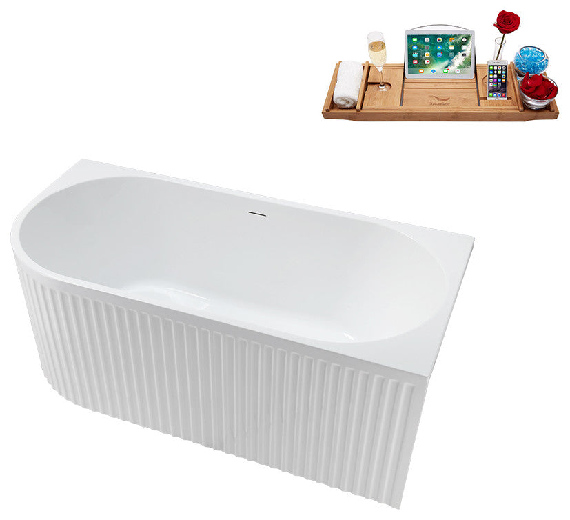 59" Streamline Bathtub and Tray With Drain, Polished Brass