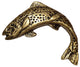 Jumping Trout Left Face Cabinet Knob, Antique Brass