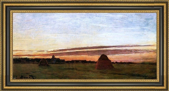 Claude Oscar Monet Grainstacks at Chailly at SunriseFramed Canvas Print, 15"x30"