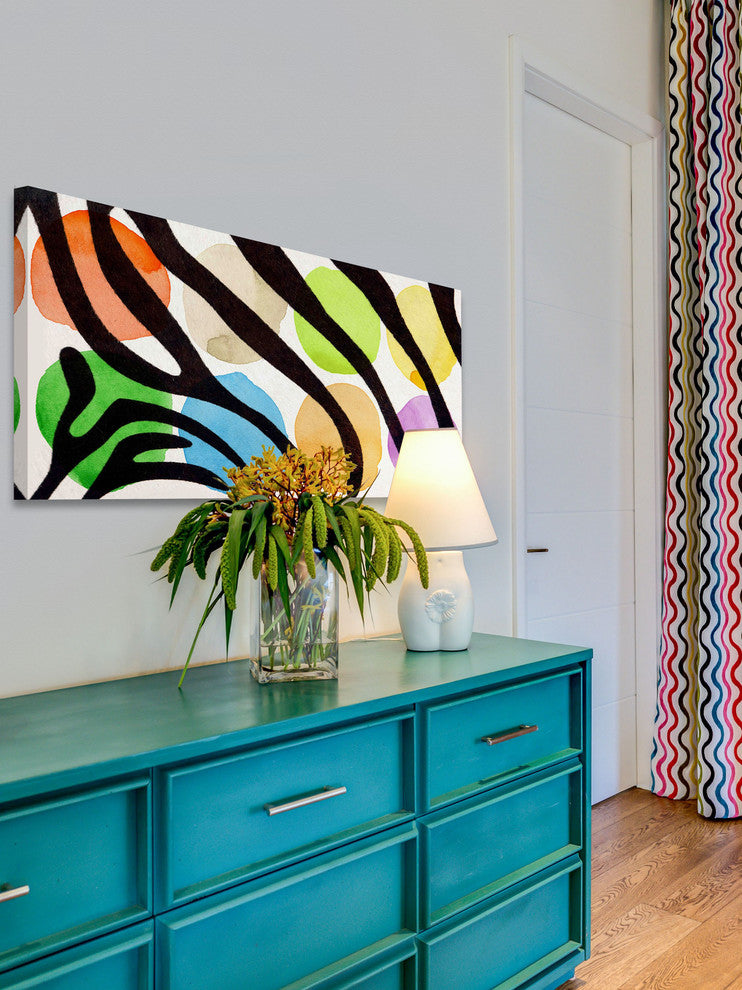 "Rainbow Zebra I v2" Painting Print on Canvas by Irena Orlov