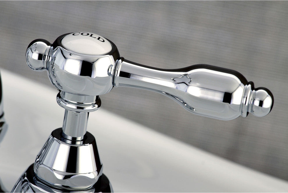 Kingston Brass Bridge Bathroom Faucet With Brass Pop-Up, Polished Chrome