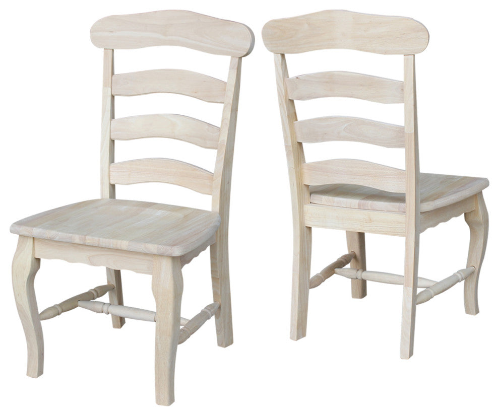 Set of Two Country French Chairs with Solid Seats