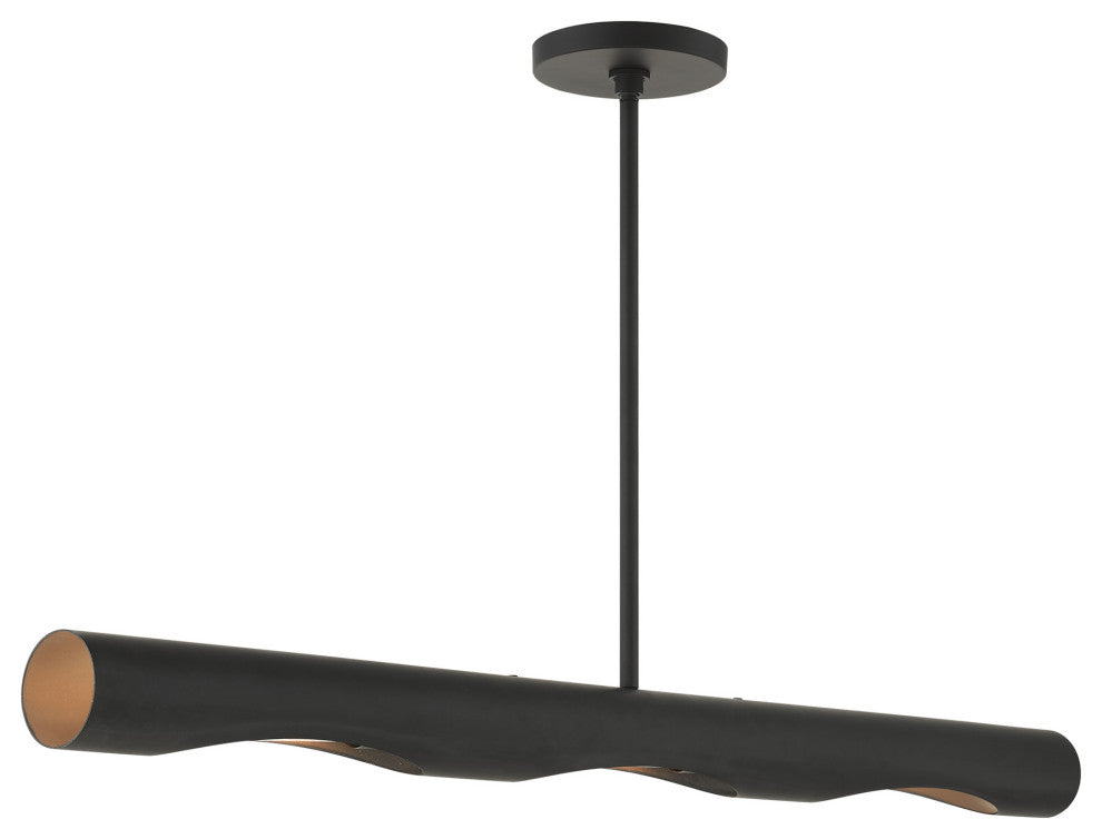 Black Contemporary, Minimal, Industrial, Urban, Sleek Linear Chandelier