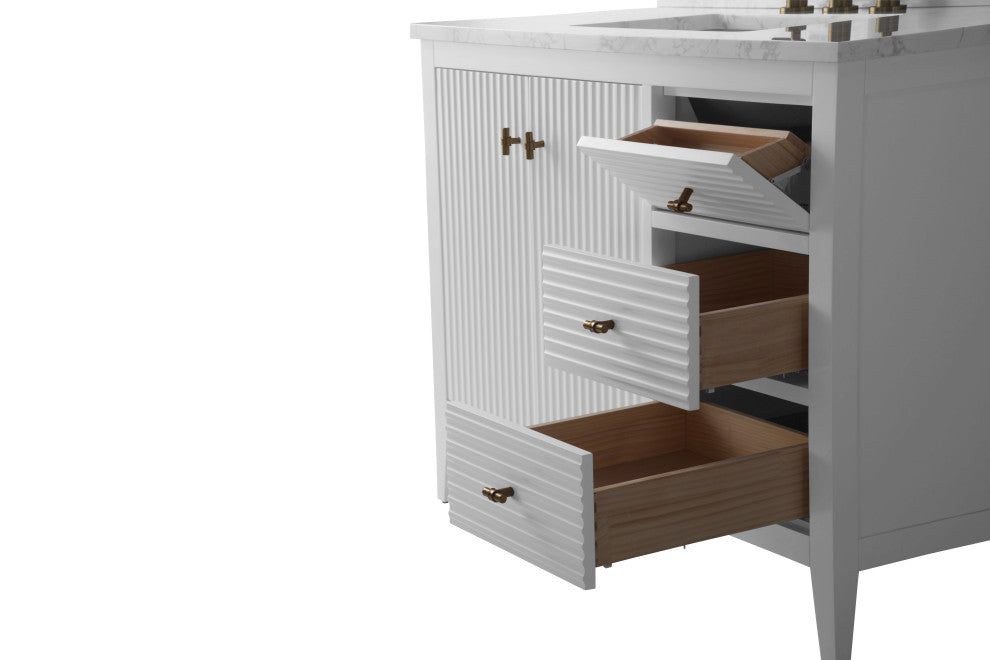 Vanity Art Freestanding Vanity, White, 42", Single Sink, Golden Brushed