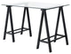Middleton Desk With Clear Glass Top and Black Base