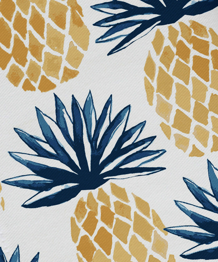 22"x22" Pineapple Stripes, Geometric Print Napkin, Blue, Set of 4