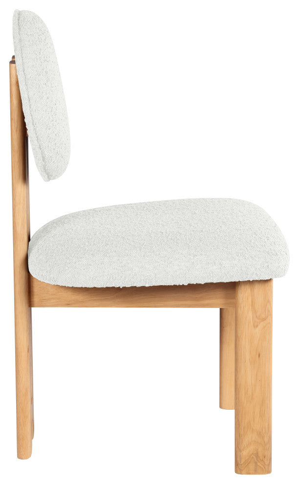 Napa Boucle Fabric Dining Chair, Set of 2, Cream, Natural Finish