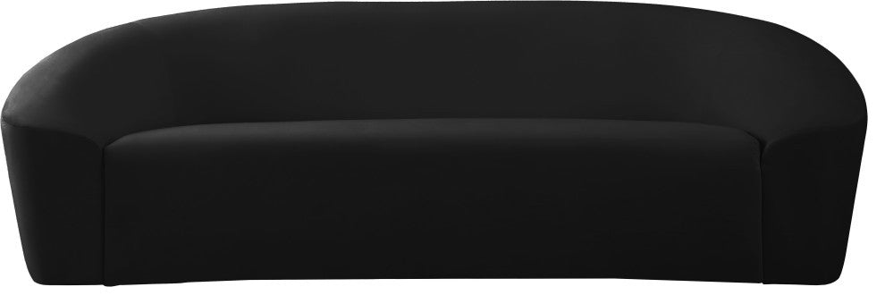Riley Velvet Upholstered Rounded Sofa, Black