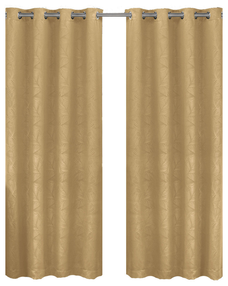 Prairie Blackout Weave Embossed Grommet Curtain, Gold, 52"x108" Single