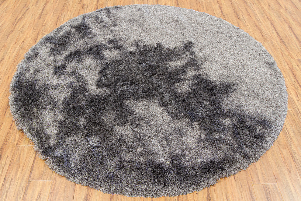 Naya Contemporary Area Rug, Gray and Brown, 7'9" Round