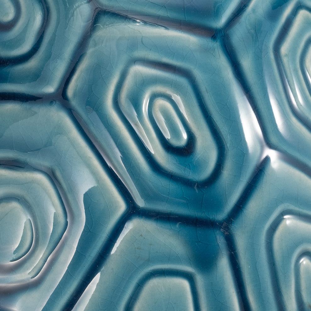 Ceramic 13" Tortoise Deco, Turquoise
