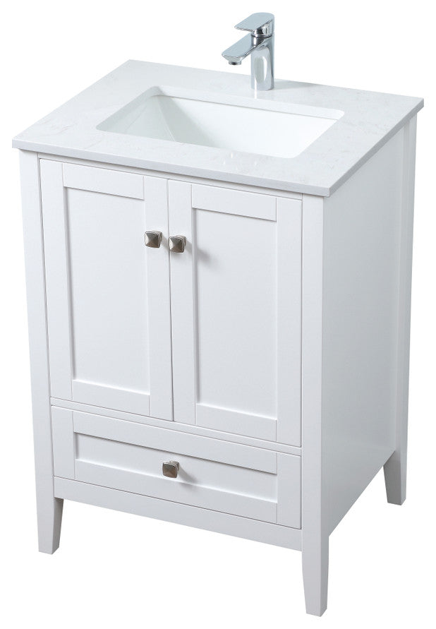 24" SIngle Bathroom Vanity, White