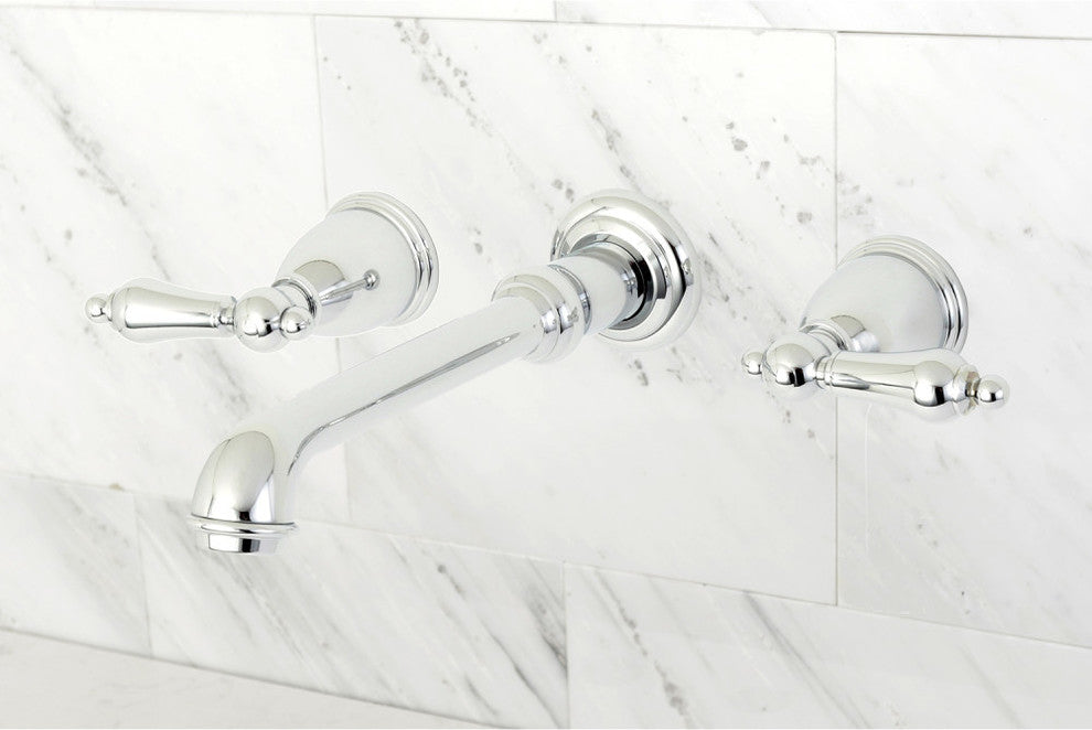 Kingston Brass Two-Handle Wall Mount Bathroom Faucet, Polished Chrome